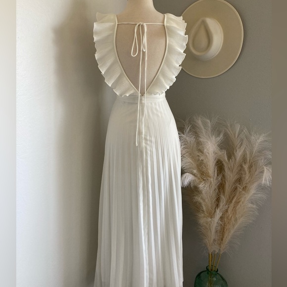 Lulus Loved By You White Pleated Chiffon Maxi Dress - Picture 7 of 8